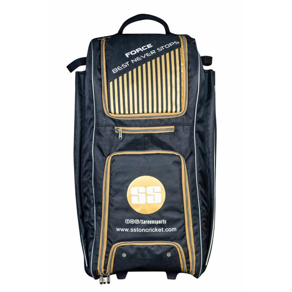 SS Force Duffle Cricket Kit Bag (Wheel)-Black