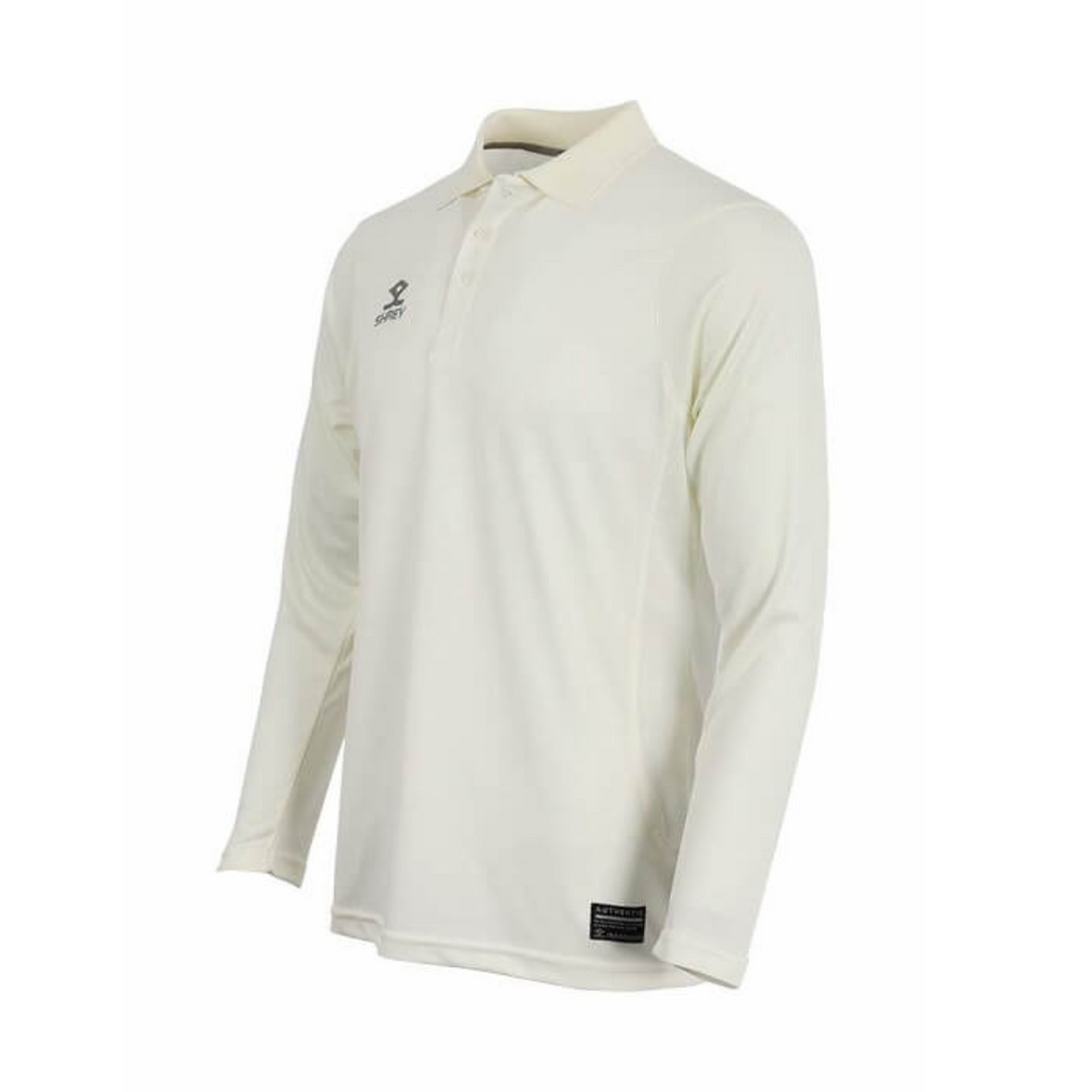 Shrey Cricket Match Shirt Long Sleeve (white)-JUNIOR