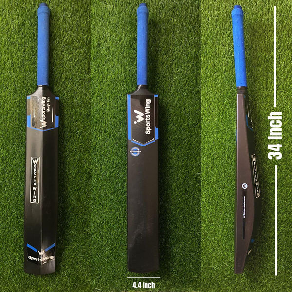 Sports Wing Original Full Size (Ideal for 10+) Hard Plastic/PVC Tennis Ball Cricket Bat(700-850 g)-Black Sticker