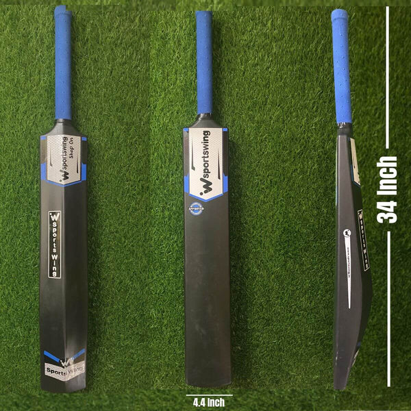 Sports Wing Original Full Size (Ideal for 10+) Hard Plastic/PVC Tennis Ball Cricket Bat(700-850 g)-White Sticker