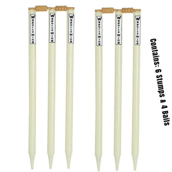 Sports Wing Tennis Ball Cricket Wooden Stumps (White)