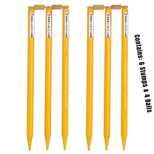 Sports Wing Tennis Ball Cricket Wooden Stumps (Yellow)