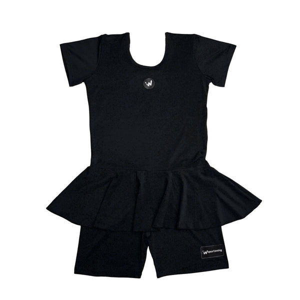 Sports Wing Women Swimming Frock Suit (Black)