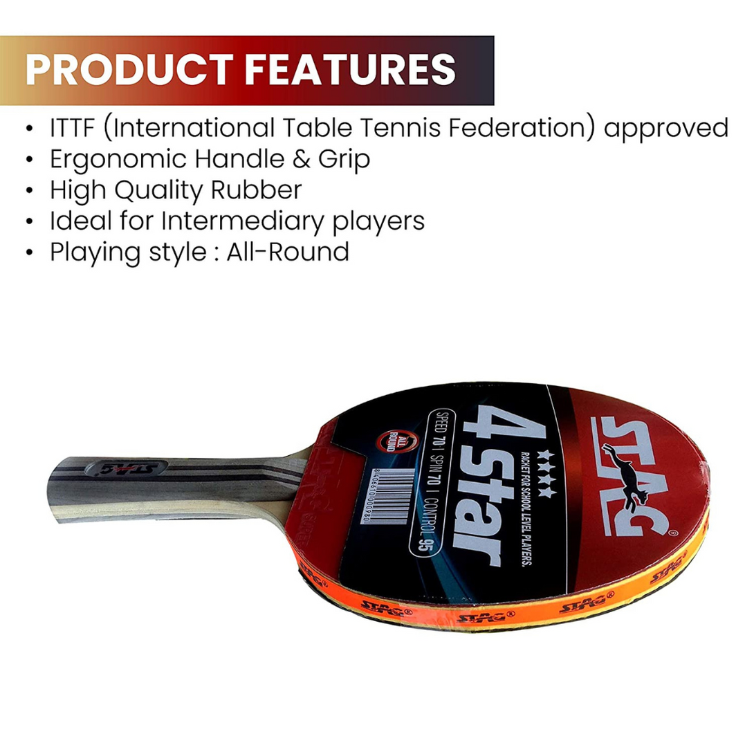 Stag 4 Star Table Tennis Bat (Pair)