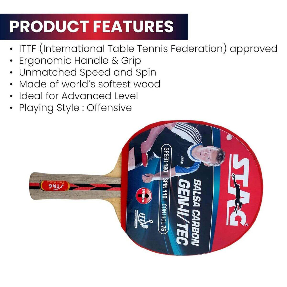 Stag Balsa Carbon Gen II/TEC Table Tennis Bat