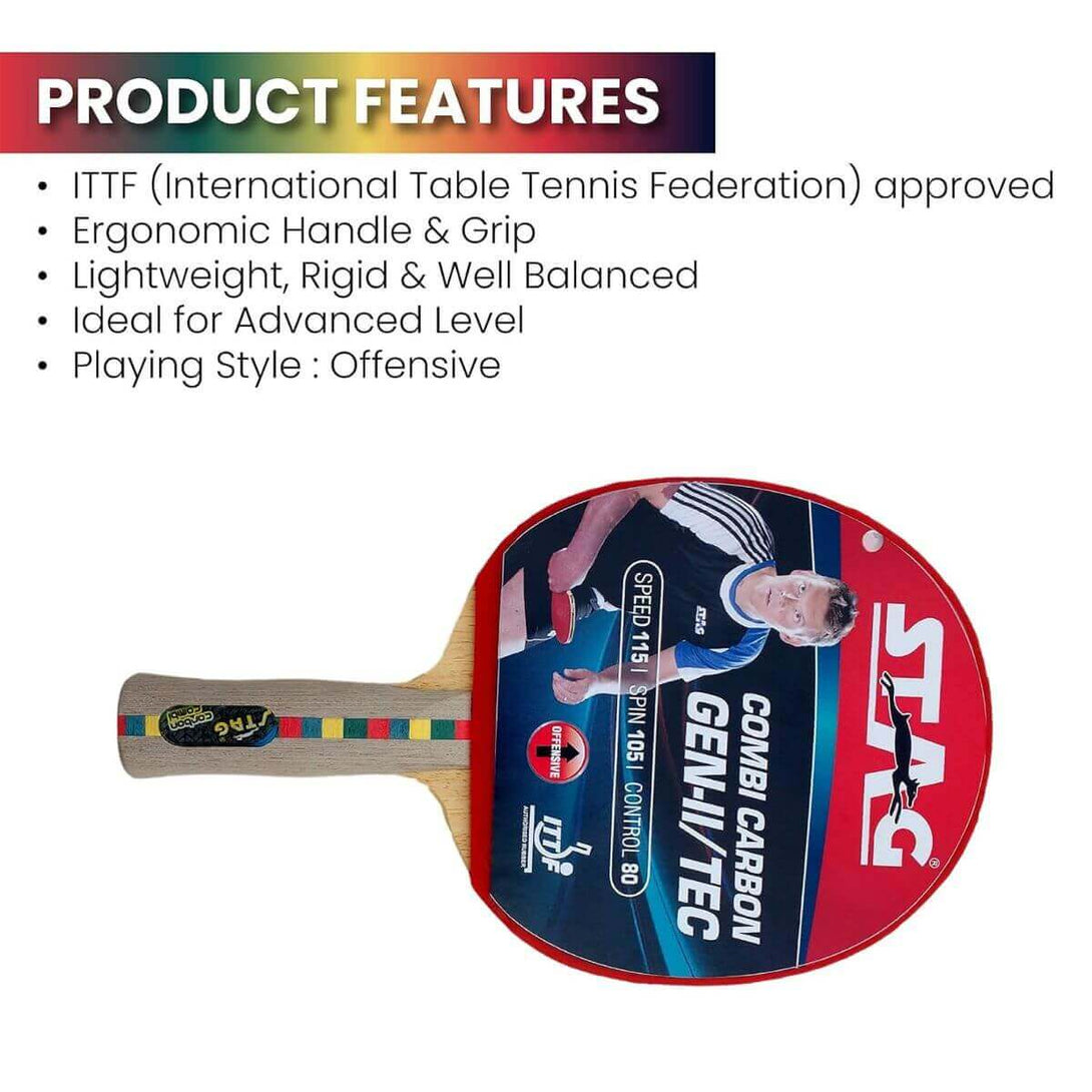 Stag Combi Wooden Carbon Gen II/Tec Table Tennis Bat