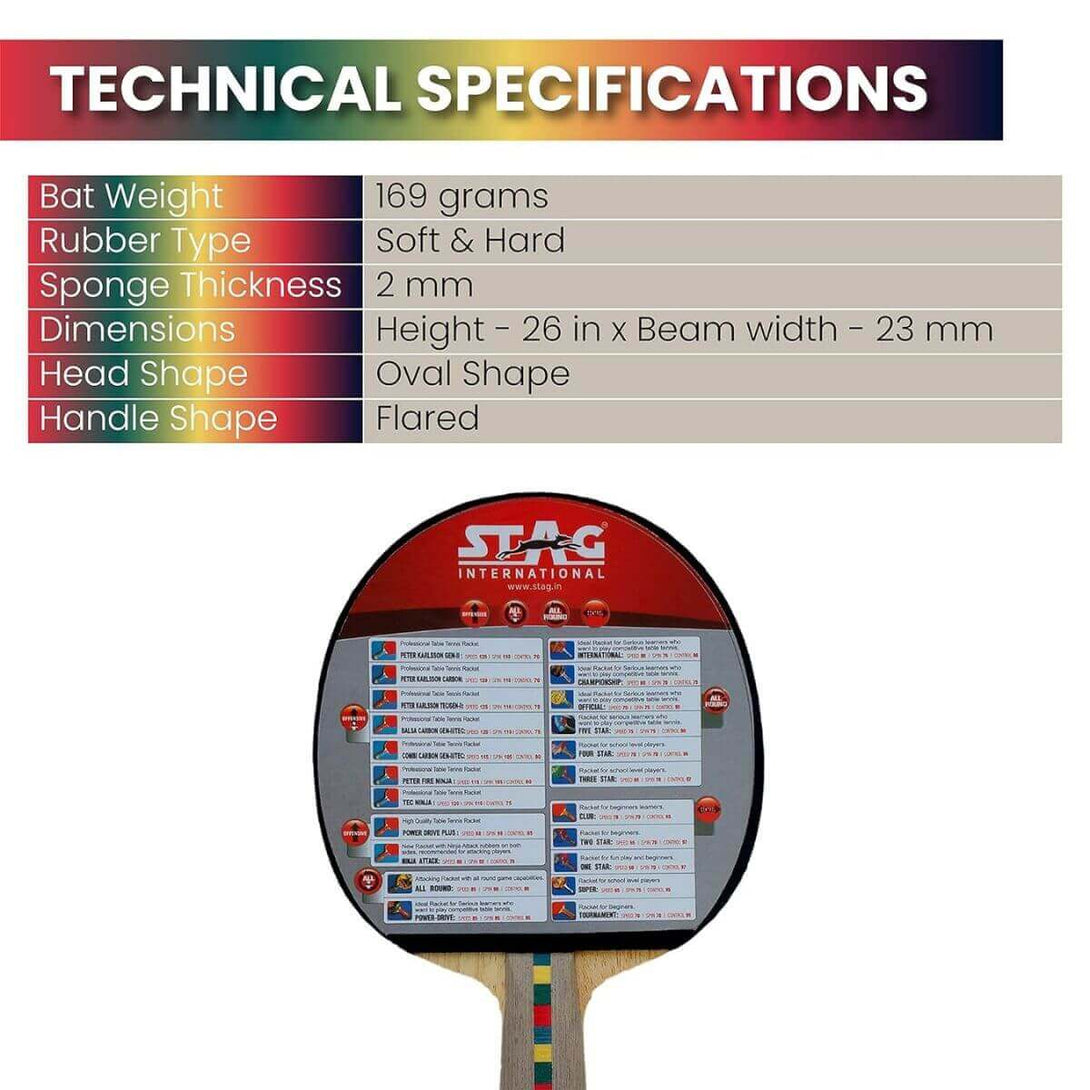 Stag Combi Wooden Carbon Gen II/Tec Table Tennis Bat