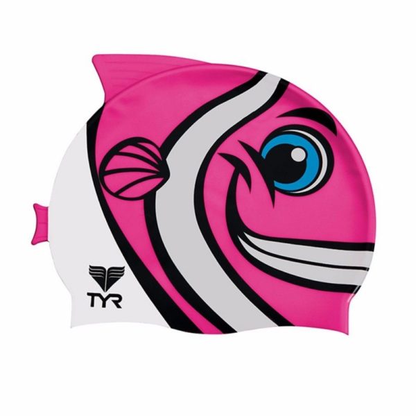 TYR Kids Shark Swim Silicon Cap (Pink)