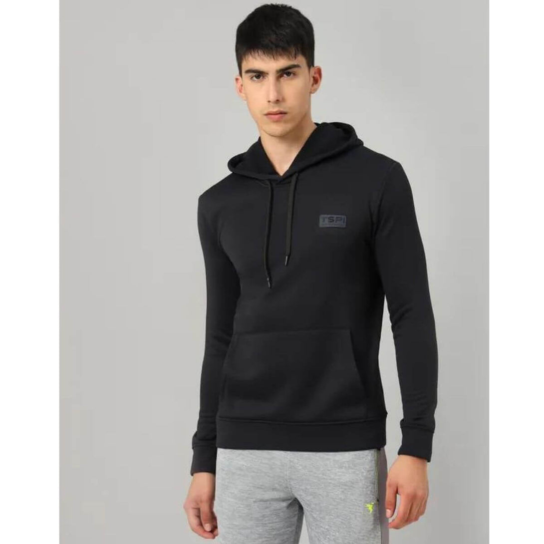 Technosport Men's Active Hoodie-OR77 (Black)
