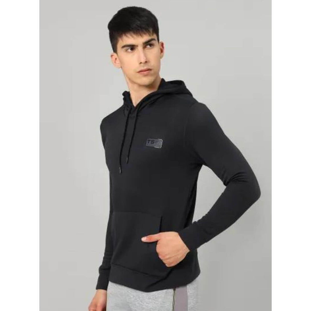 Technosport Men's Active Hoodie-OR77 (Black)