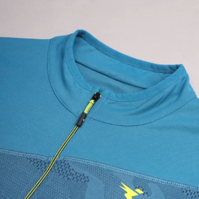 Technosport Men's Active Zip Neck Full Sleeve T-Shirt-P612 (Teal)