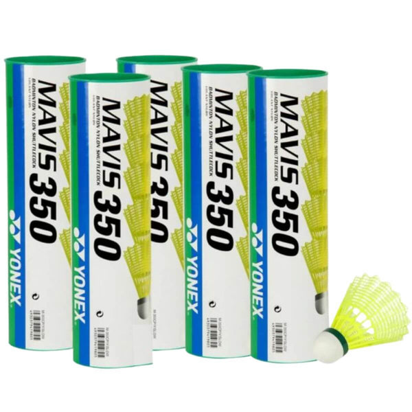Yonex MAVIS 350 Badminton Shuttlecock (Pack of 5, 30 cocks) (Green/Yellow)