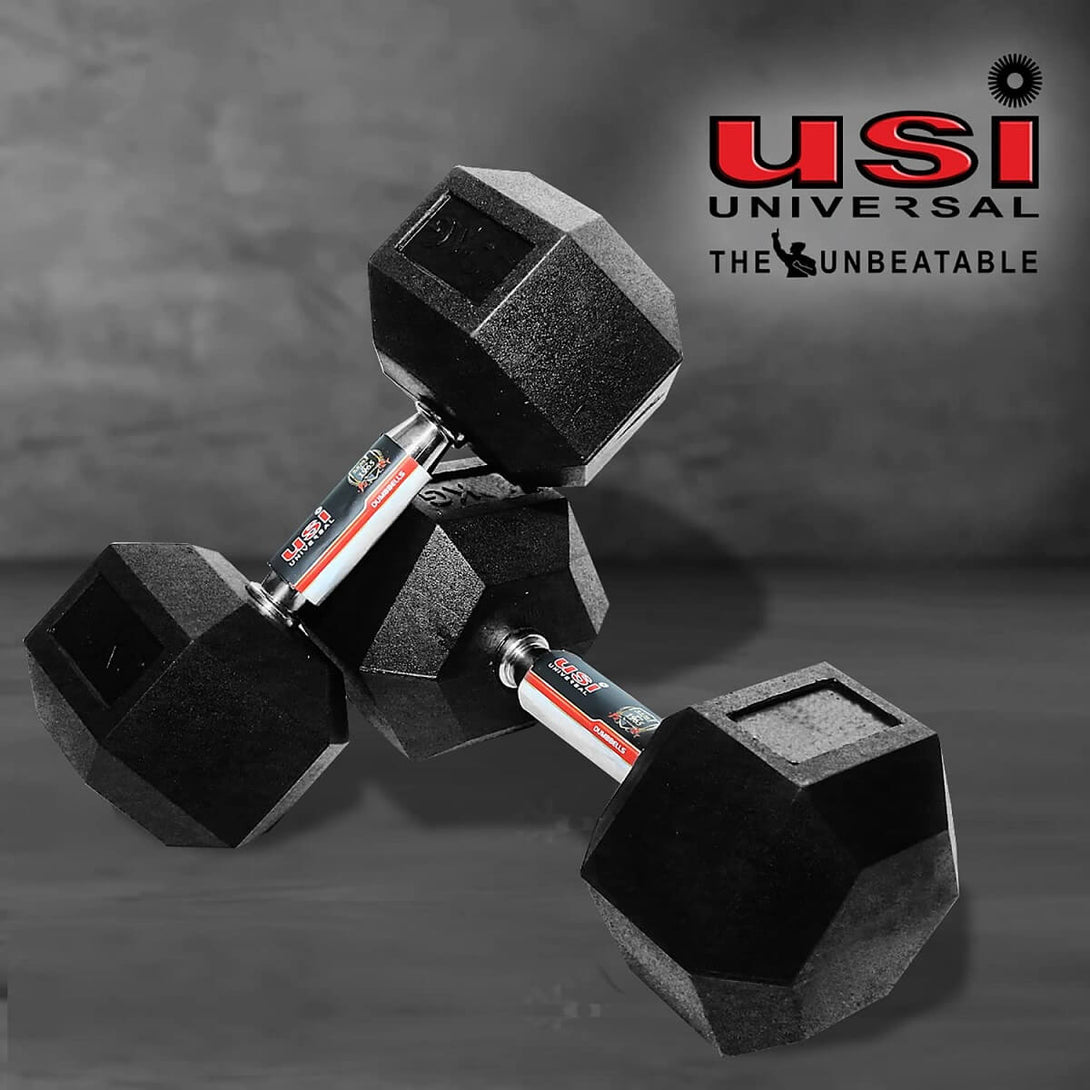 Usi Hexagon Rubber Dumbbells