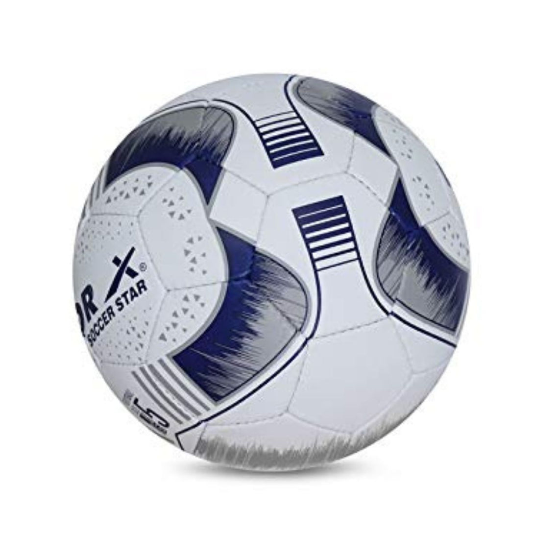 Vector X Soccer Star Hand Stitched Football (White-Blue, Size-5)