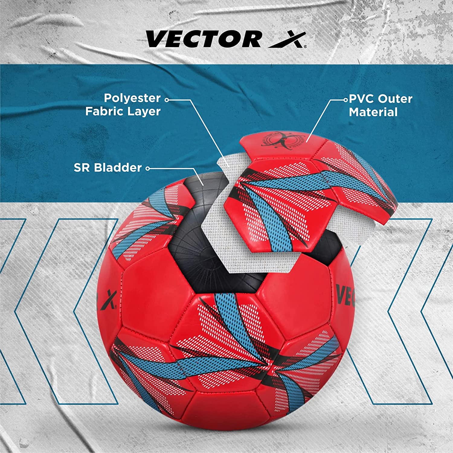 Vector X Ultra PVC Machine Stitched Football (Red, Size-5) – Sportswing.in