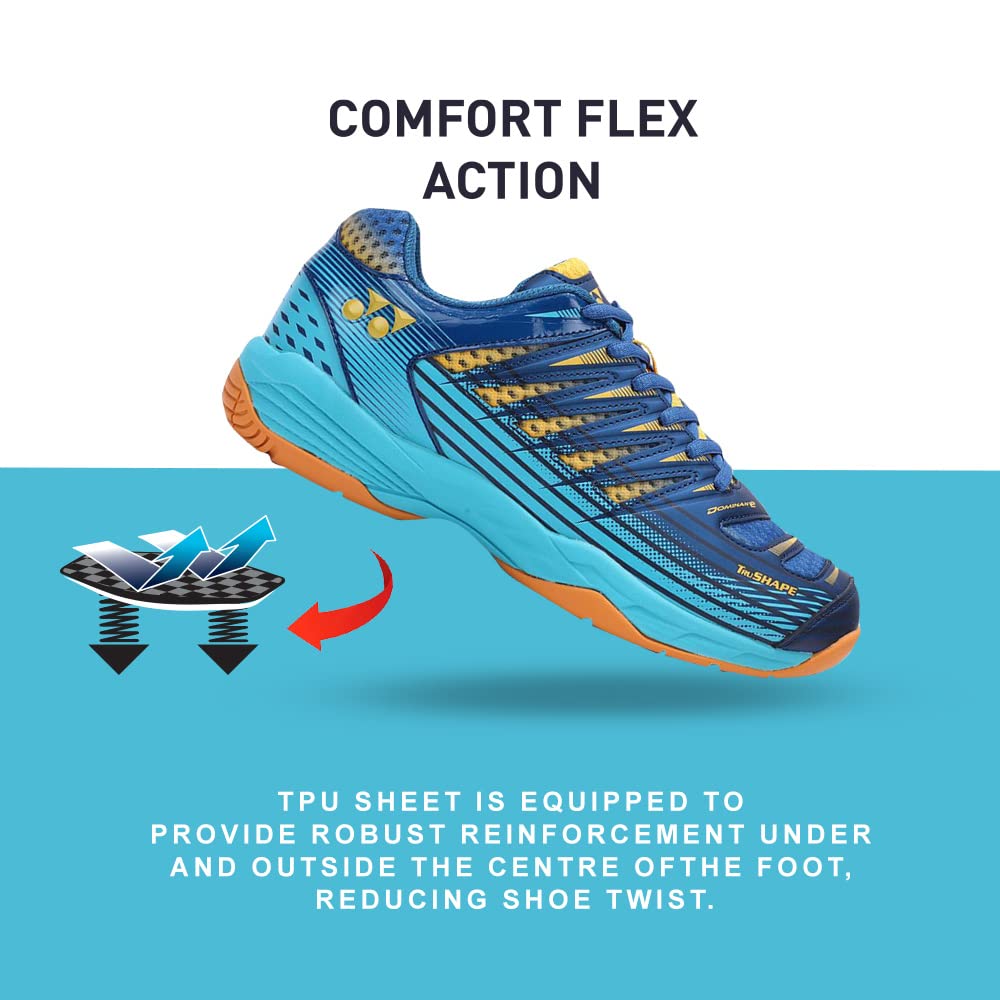 Yonex Tour Dominant 2 Mens Badminton Shoes (Sailor BlueBright AquaMustard Gold)