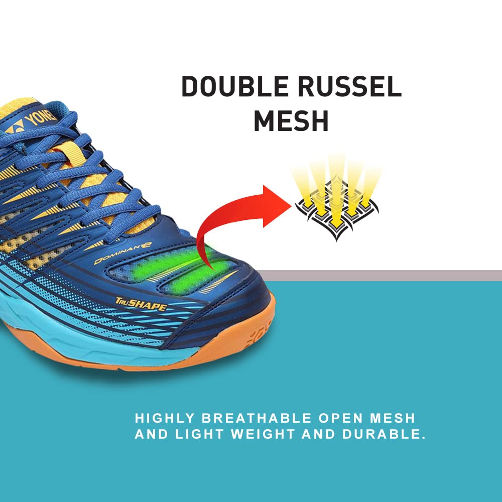 Yonex Tour Dominant 2 Mens Badminton Shoes (Sailor BlueBright AquaMustard Gold)