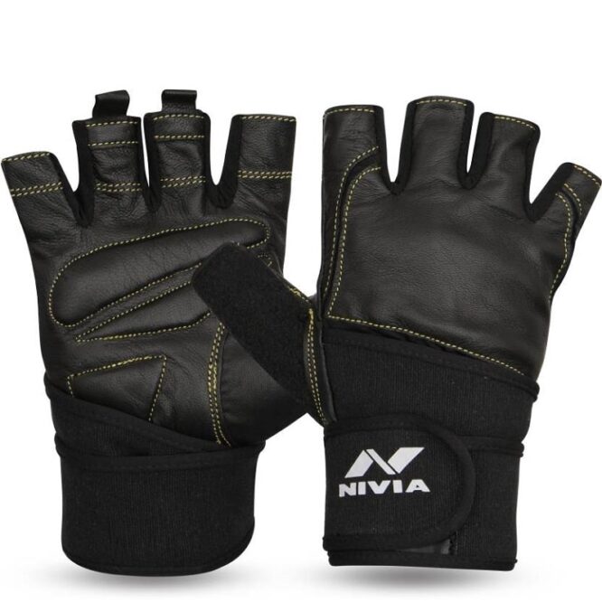 Nivia Venom Professional Leather with Strap Sports Gloves
