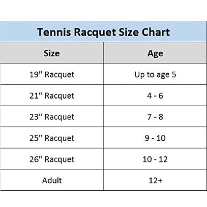 Bablot Tennis Racket Size Chart