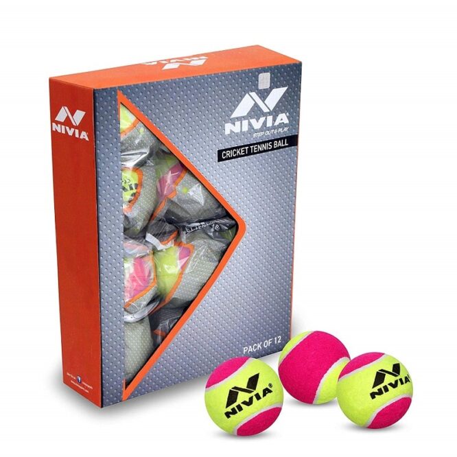Nivia Cricket Tennis Balls(Pack of 1)(12 Balls)(Multi Colour/Heavy Weight)