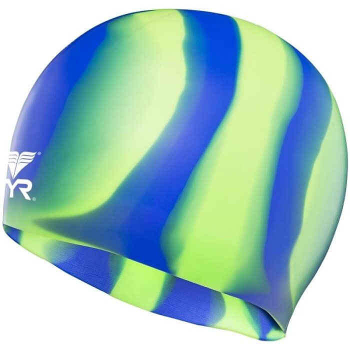 TYR Multi Silicone Cap Green/Multi Blue