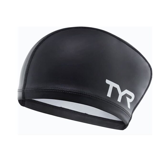 TYR Long Hair Silicone Comfort Swim Cap Black