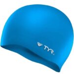 TYR Long Hair Wrinkle -Free Silicone Adult Swim Cap Blue
