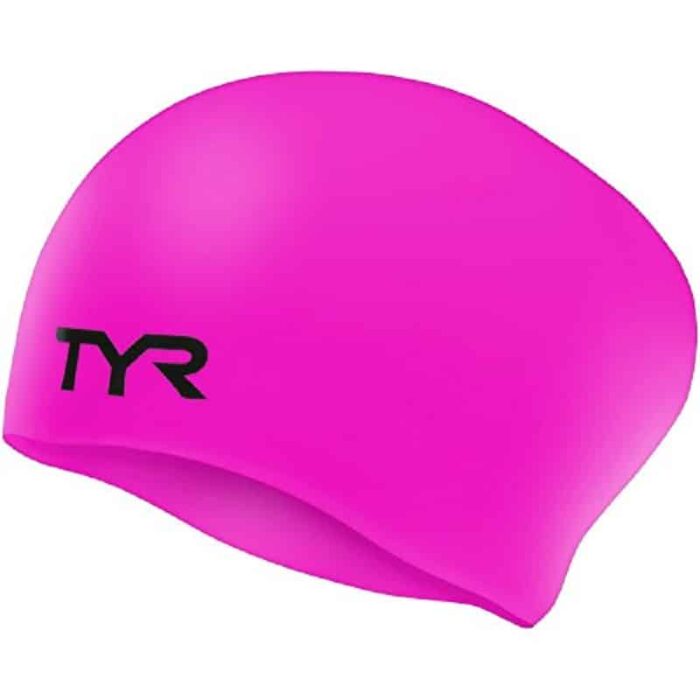 TYR Long Hair Wrinkle Silicone Swim Cap Pink