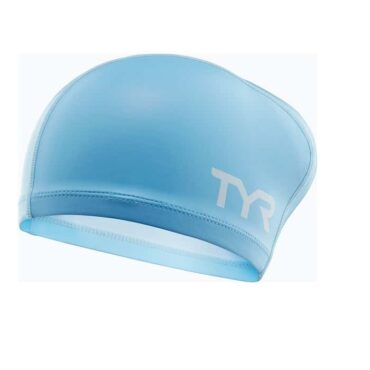 TYR Men's Long Hair Silicone Comfort Swim Cap (Blue)