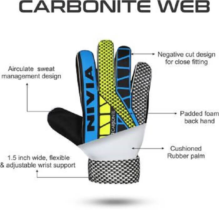 NIVIA Carbonite Web Football Goalkeeper Gloves Multicolor, 42% OFF