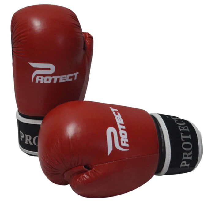 Protect Trend Boxing Gloves (Leather Made)-Red (4)