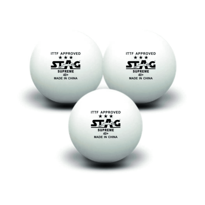 Stag 3 Star Table Tennis Ball, Pack of 3 (White)