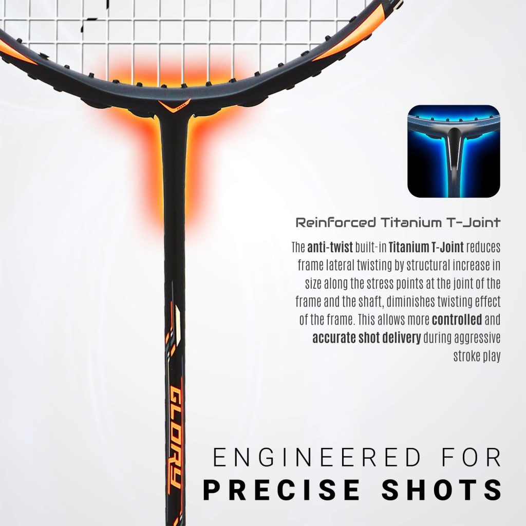 Transform Glory Badminton Racquet (Black Neon Orange) 