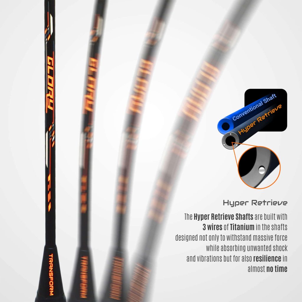 Transform Glory Badminton Racquet (Black Neon Orange) 