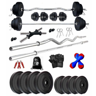 Bodyfit 20 Kg Combo Home Gym Kit Set 5Ft,3Ft Rods + 2 x 14” Dumbbell Rods n Accessories Free New 2Kg Pair Dumbbell