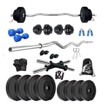 Bodyfit Fitness Leather 32 Kg Weight Plates, Home Gym Equipment Dumbbell Set