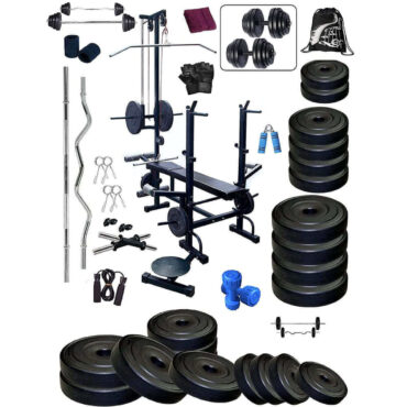Bodyfit Muscular Home Gym 20 in 1 Strong Bench with 60 kg Weight Plates Home Gym & Fitness kit