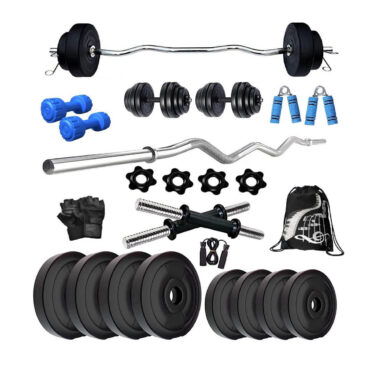 Bodyfit 100KG Weight Plates, 3ft Curl Rod,2x14 D.Rods Home Gym Dumbbell Exercise Set,Gym Bag