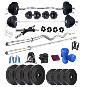 Bodyfit 100KG Weight Plates,5ft Rod,3ft Curl Rod,2D.rods Home Gym Dumbell Set