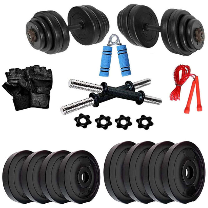 Bodyfit 15KG Weight Plates Exercise Home Gym Set Dumbbell KIT