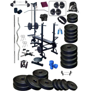 Bodyfit 20 in 1 Incline And Decline Flat Bench with 100 kg Weight Home Gym and Fitness kit Combo