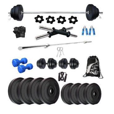 Bodyfit 22KG Weight Plates Exercise Set Combo 3Ft Plain Rod Home Gym Fitness Kit