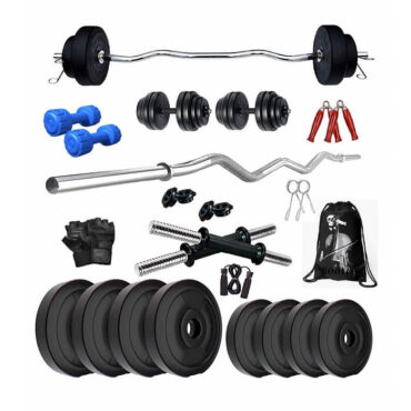 Bodyfit 30KG Weight Plates, 3ft Curl Rod Home Gym Dumbell Exercise Set Kit