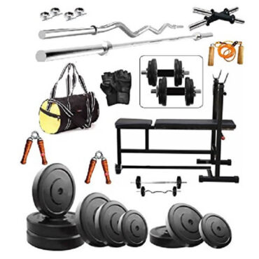 Bodyfit 30Kg Weight Plates,3In1 Bench Home Gym Dumbell Set, Gym Bag