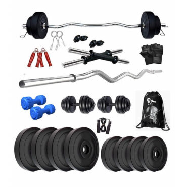 Bodyfit Weight Plates, 3ft Curl Rod Home Gym Dumbbell Exercise Set Kit (10kg-80kg)