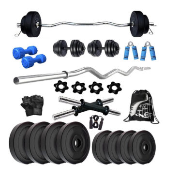 Bodyfit 50KG Weight Plates, 2x14inch D.Rods Home Gym Dumbbell Set, Gym Bag