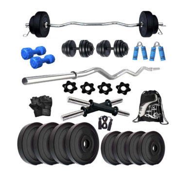 Bodyfit 50KG Weight Plates, 3ft Curl Rod Home Gym Dumbbell Exercise Set Kit