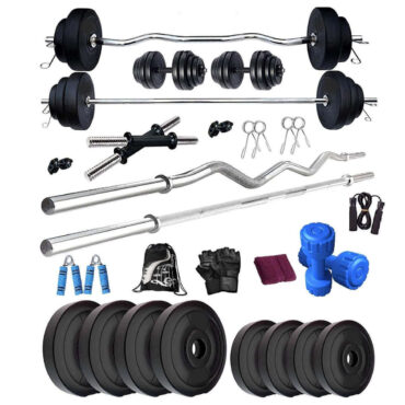 Bodyfit B-Deluxe Home Gym Set 70 KG Weight Plates 4 RODS & Fitness kit, Gym Bag