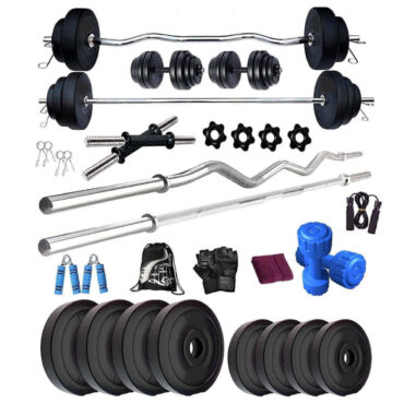 Bodyfit BF-16KG Weight Plates Gym Set Combo 5ft Rod,3ft Rod,2 D.Rods Home Gym and Fitness Kit