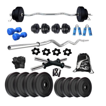 Bodyfit BF-16KG Weight Plates, 3ft Rod, 2 D.RODS Home Gym Dumbell Set